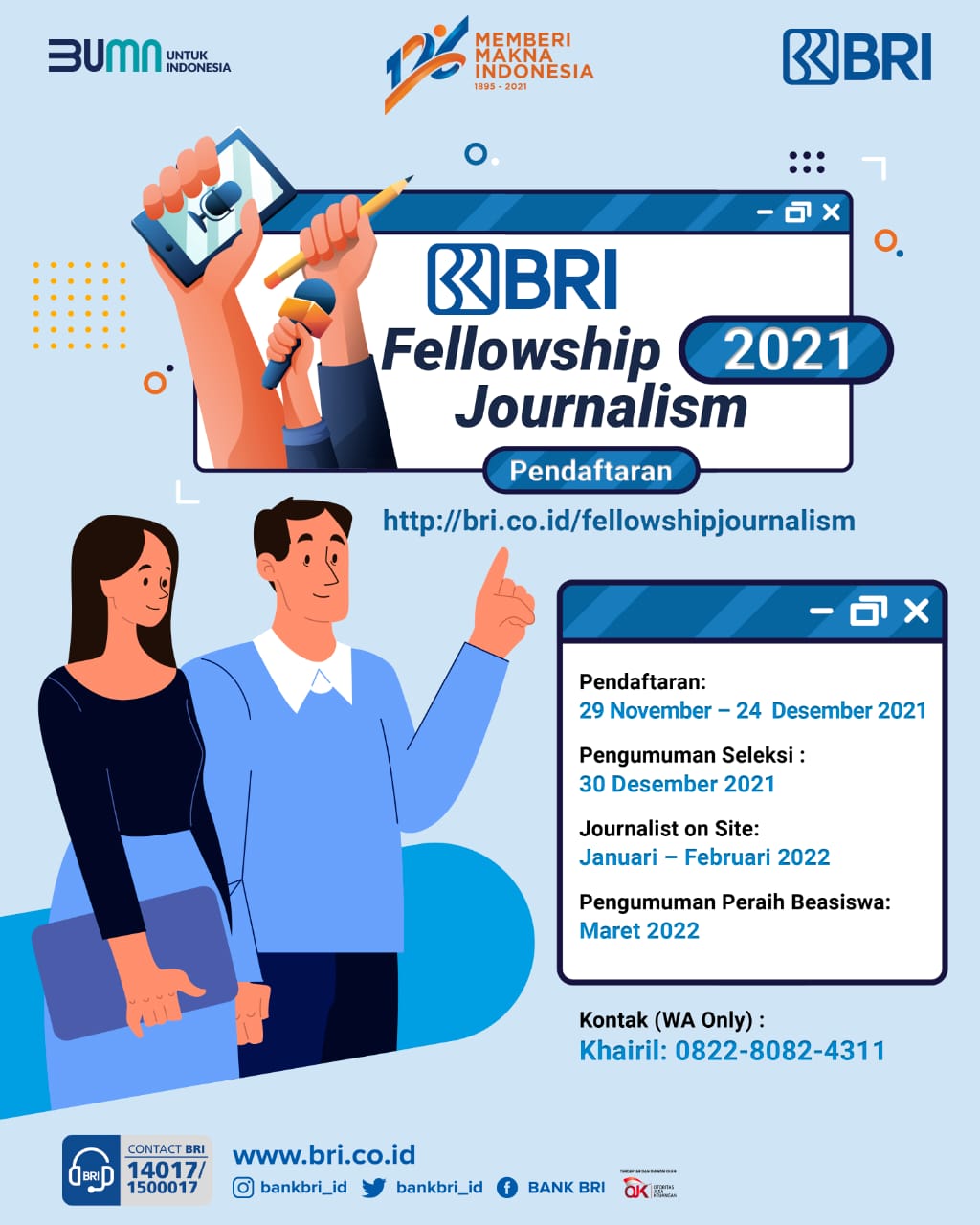 PIONIR LANGKAH NYATA SINERGI MEDIA DI MASA PANDEMI, BRI JADI LEMBAGA KEUANGAN PERTAMA GELAR FELLOWSHIP JOURNALISM